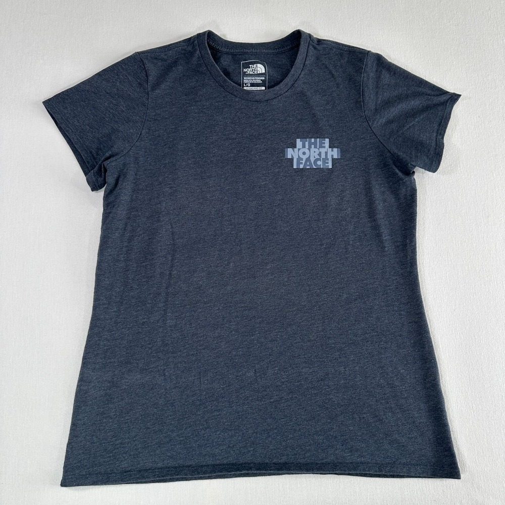 The North Face Womens Standard Fit T Shirt 3/4 Sleeve Blue Size L Graphic Tee